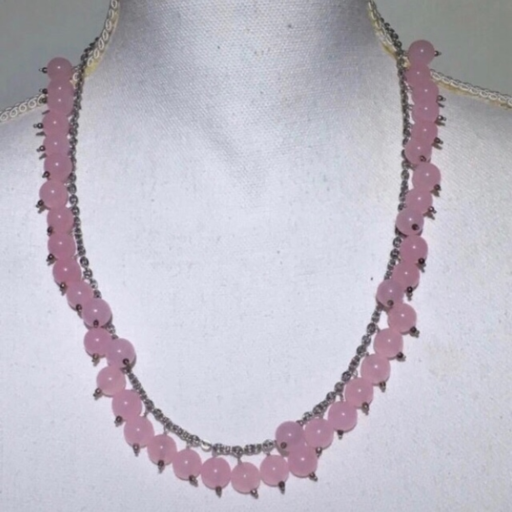 Pink Beaded Chain Necklace